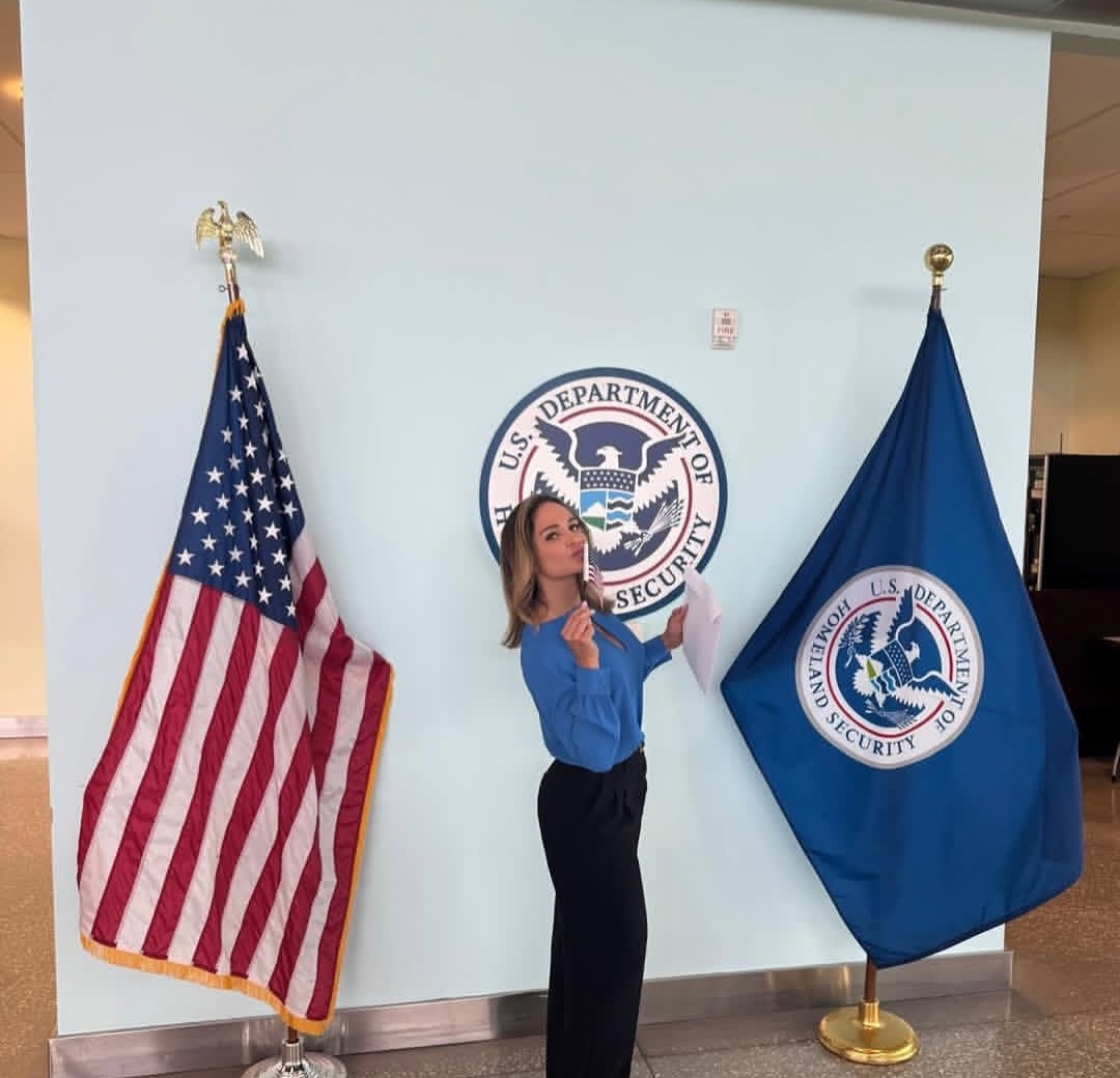 Juliana celebrating a personal milestone in the United States